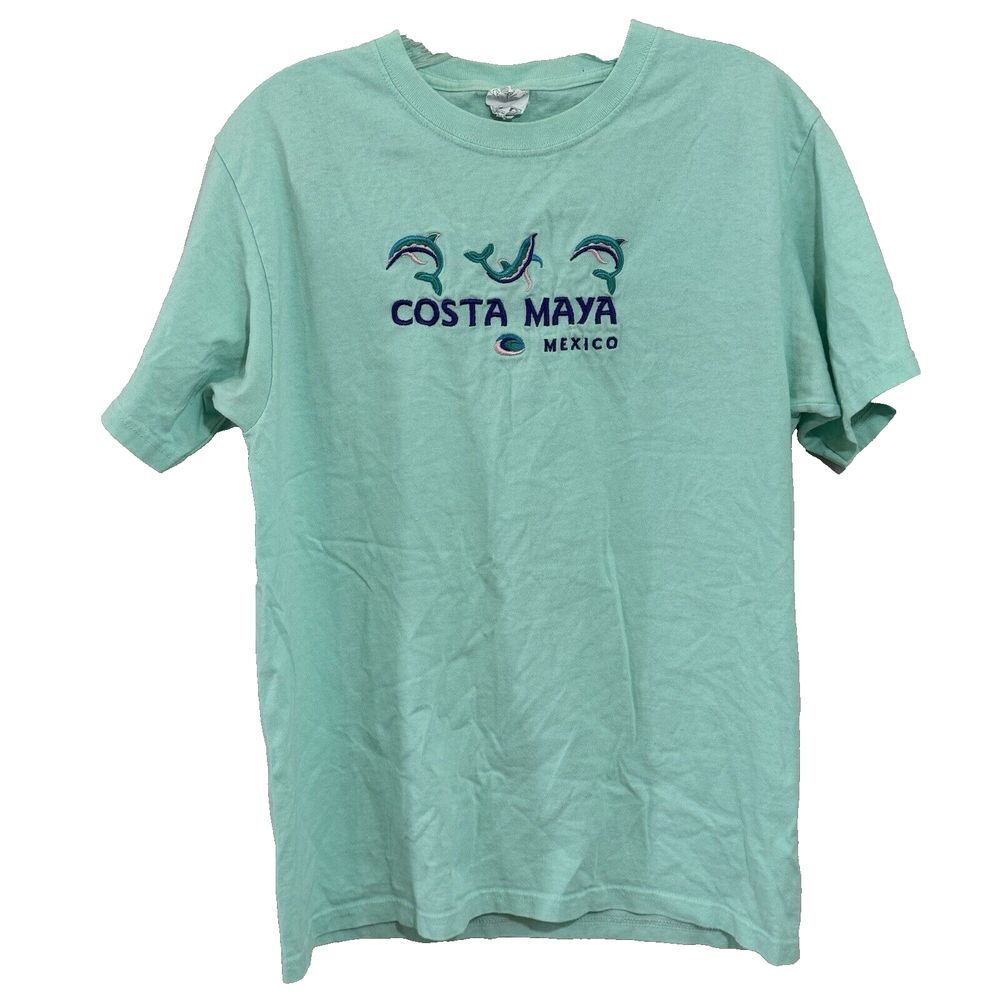 Vintage  Costa Maya Mexico Playful Dolphins T-Shirt‎ Embroidered Medium